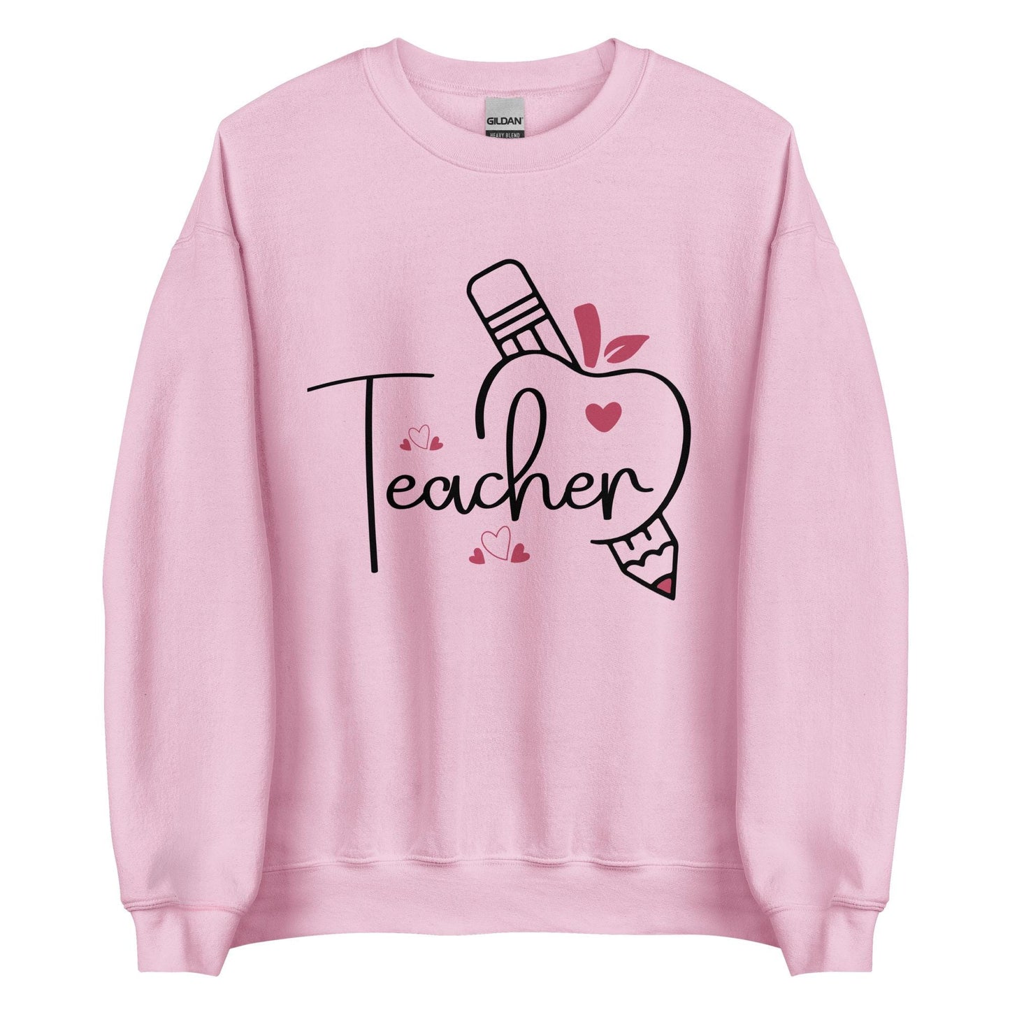 Teacher Heart Valentine's Unisex Crew Neck Sweatshirt | Gildan 18000 | White, Pink, Hot Pink, Grey, Sand | Perfect Teacher Gift, Valentine's