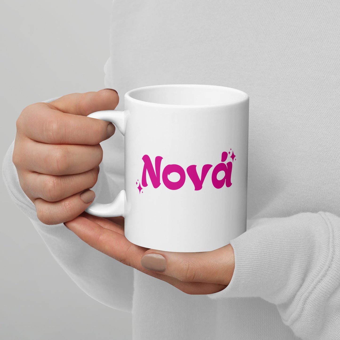 Nona Mug – Greek God Mother Design, Retro Pink Typography, Perfect Gift for Grandmother – Unique Ceramic Cup