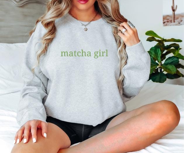 Matcha sweatshirt for matcha lovers. Perfect gift for friends, college students, or any tea enthusiast. Comfortable, stylish, and made from high-quality fabric. Ideal for casual wear or cozy days at home. Available in various sizes.