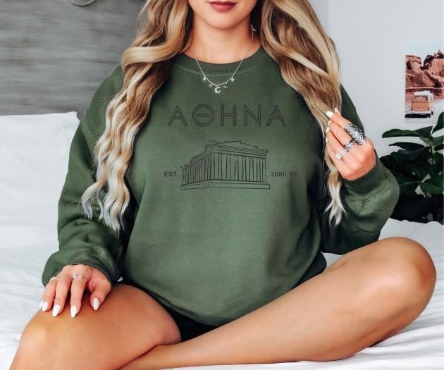 Athens Greece Embroidered Unisex Sweatshirt - Cozy and Stylish Sweatshirt for Travel Lovers and Locals