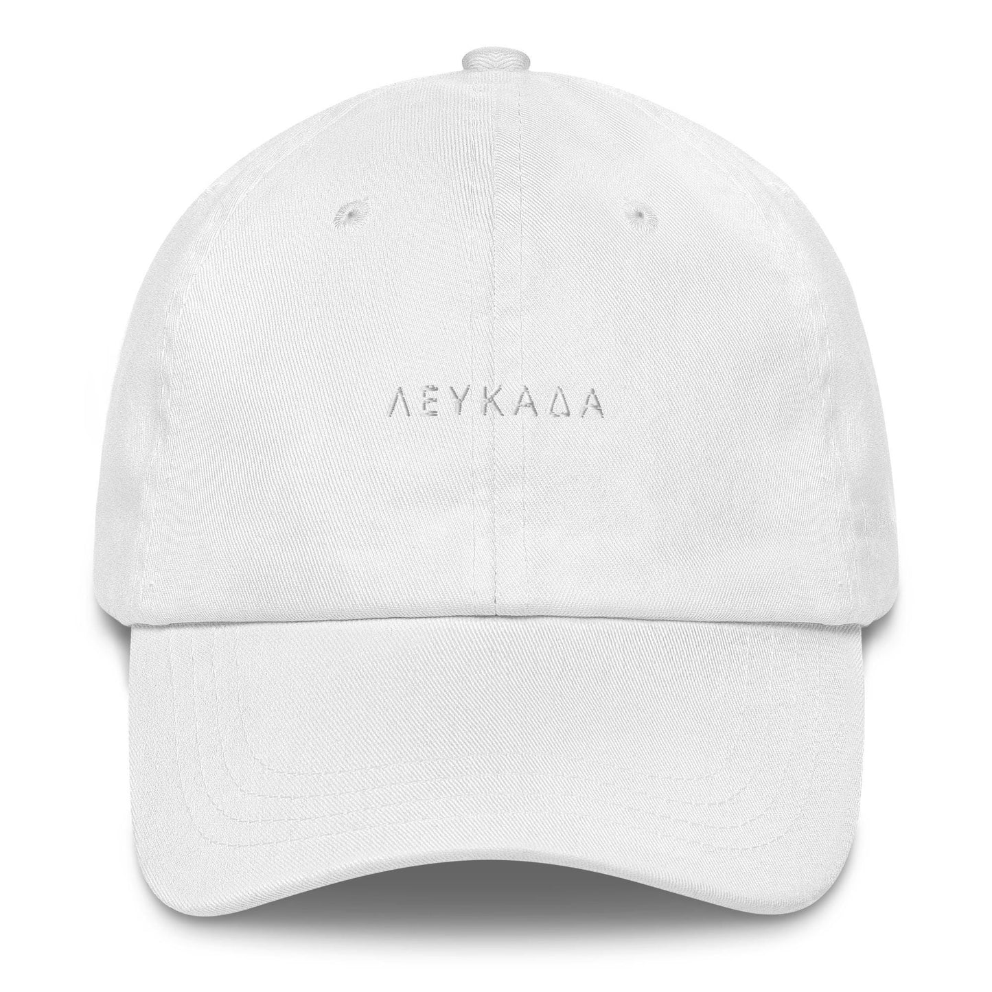 Lefkada Embroidered Dad Hat - Greek Island Style Hat - Adjustable Cotton Cap - Unisex, Casual, Retro Baseball Cap