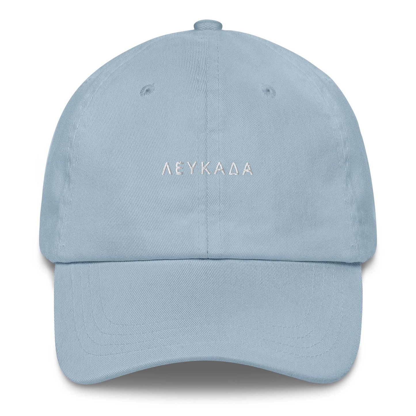 Lefkada Embroidered Dad Hat - Greek Island Style Hat - Adjustable Cotton Cap - Unisex, Casual, Retro Baseball Cap