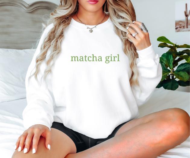 Matcha sweatshirt for matcha lovers. Perfect gift for friends, college students, or any tea enthusiast. Comfortable, stylish, and made from high-quality fabric. Ideal for casual wear or cozy days at home. Available in various sizes.