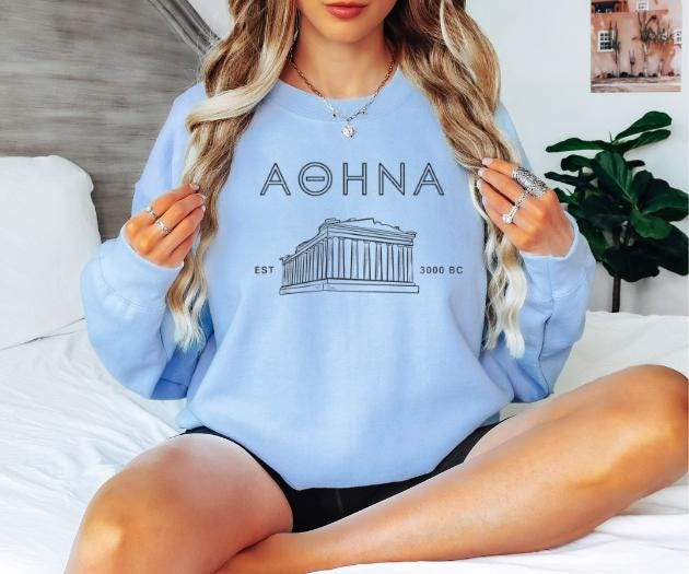 Athens Greece Embroidered Unisex Sweatshirt - Cozy and Stylish Sweatshirt for Travel Lovers and Locals