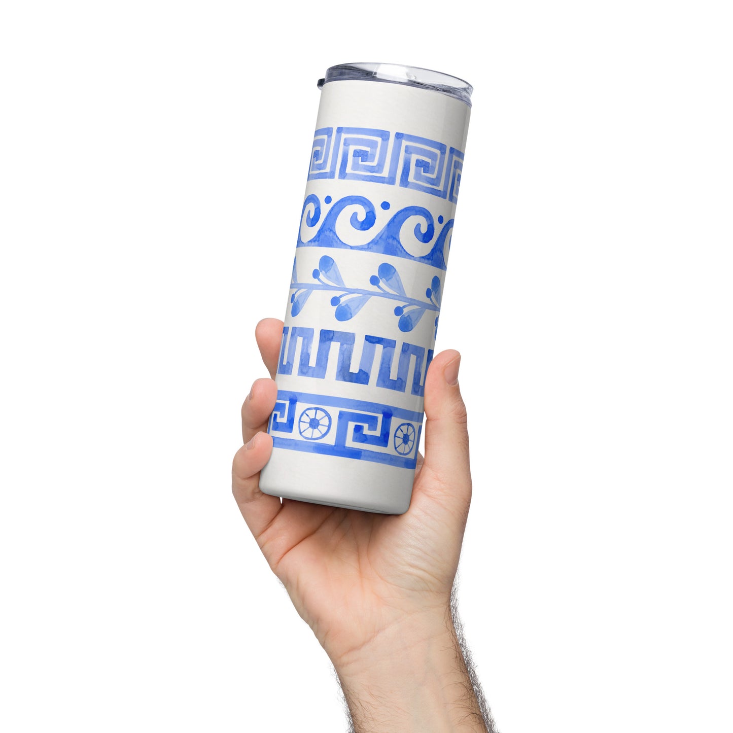 Watercolor Greek Waves Stainless steel tumbler