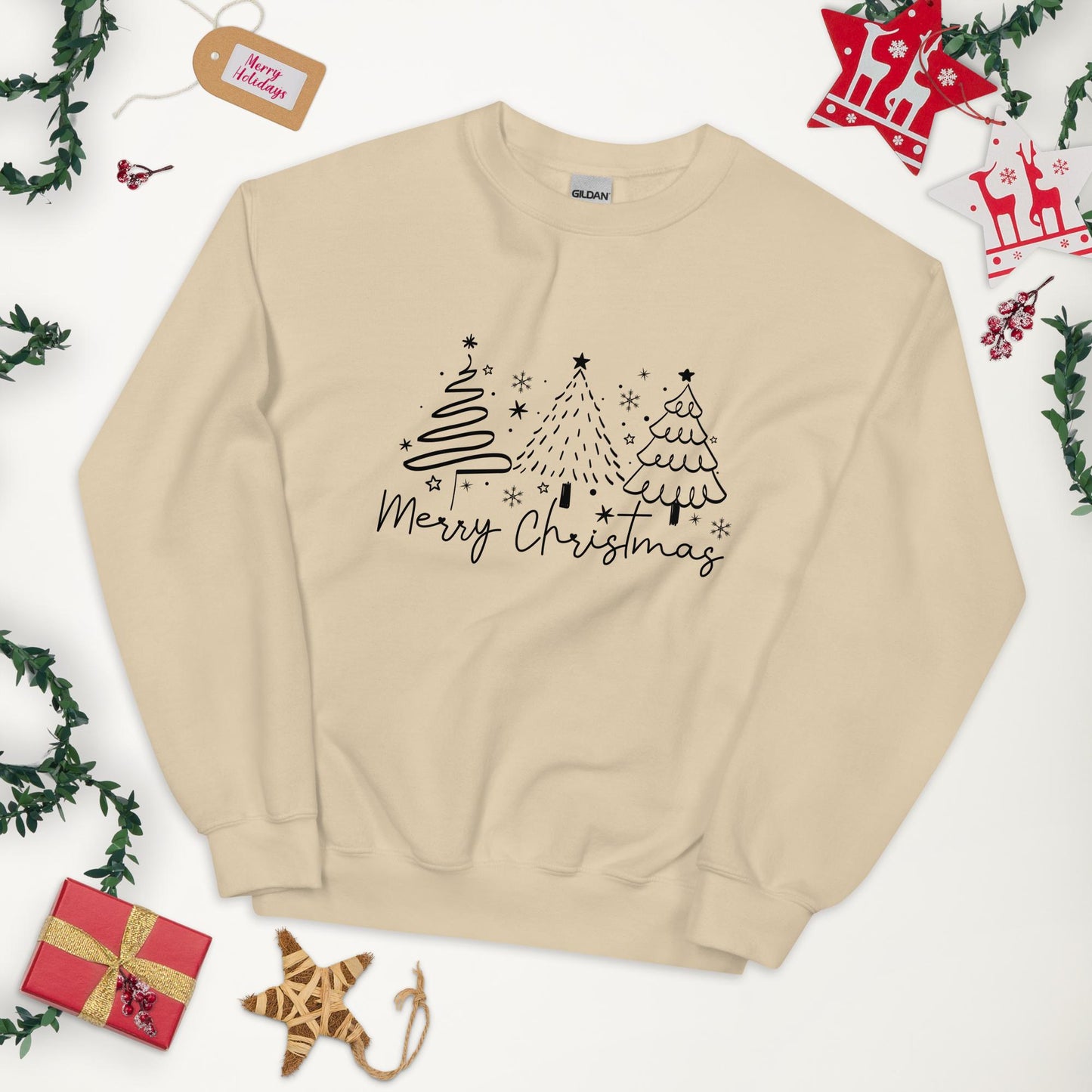 Merry Christmas Sweatshirt | Cozy Gildan 1800 | Holiday Gift | Unisex Christmas Apparel | Festive Sweatshirt | Christmas Sweater