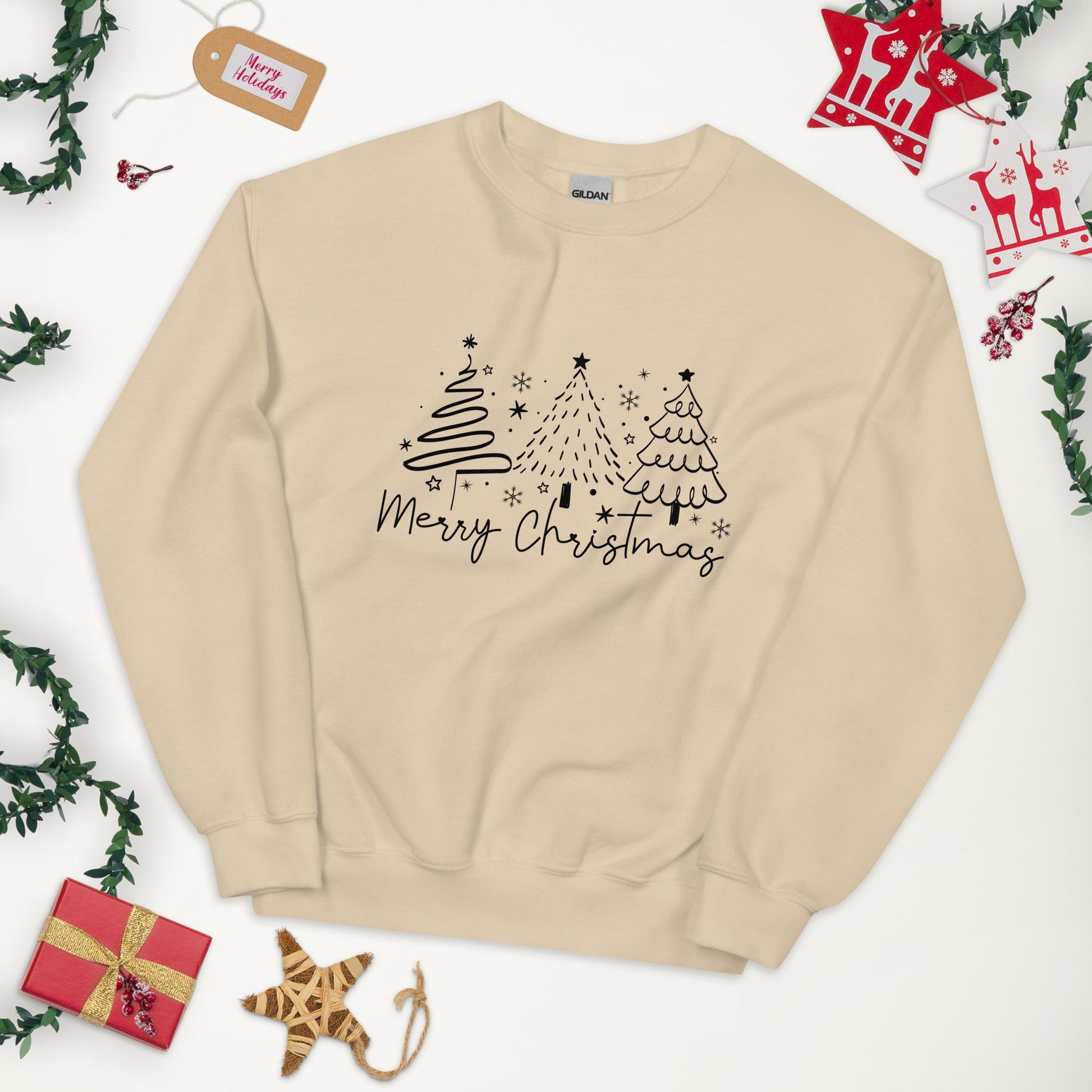 Merry Christmas Sweatshirt | Cozy Gildan 1800 | Holiday Gift | Unisex Christmas Apparel | Festive Sweatshirt | Christmas Sweater