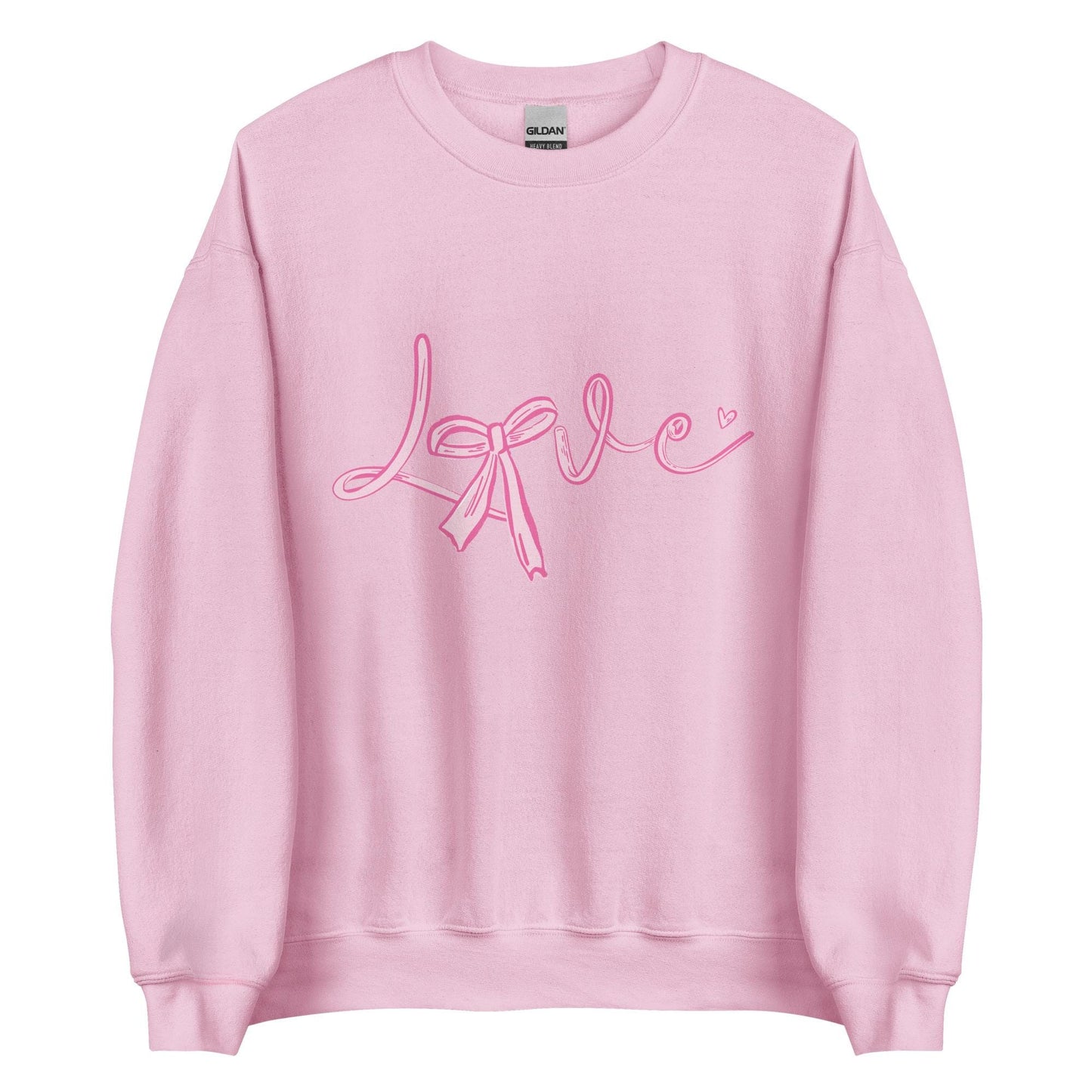 Love Bow Sweatshirt | Unisex Crew Neck | Gildan 18000 | Black, Red, Pink, White, Ash | Cute Love Design | Cozy