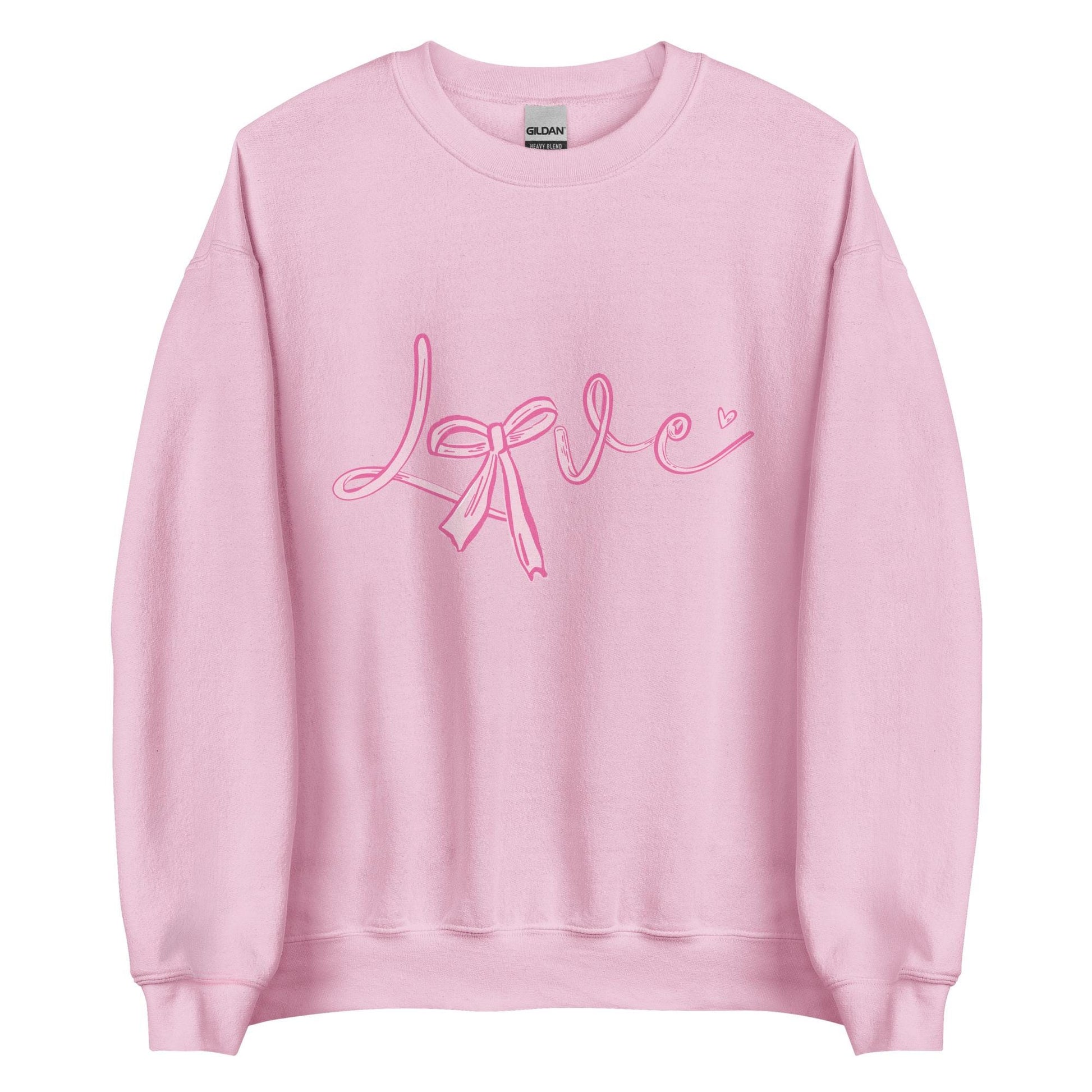 Love Bow Sweatshirt | Unisex Crew Neck | Gildan 18000 | Black, Red, Pink, White, Ash | Cute Love Design | Cozy