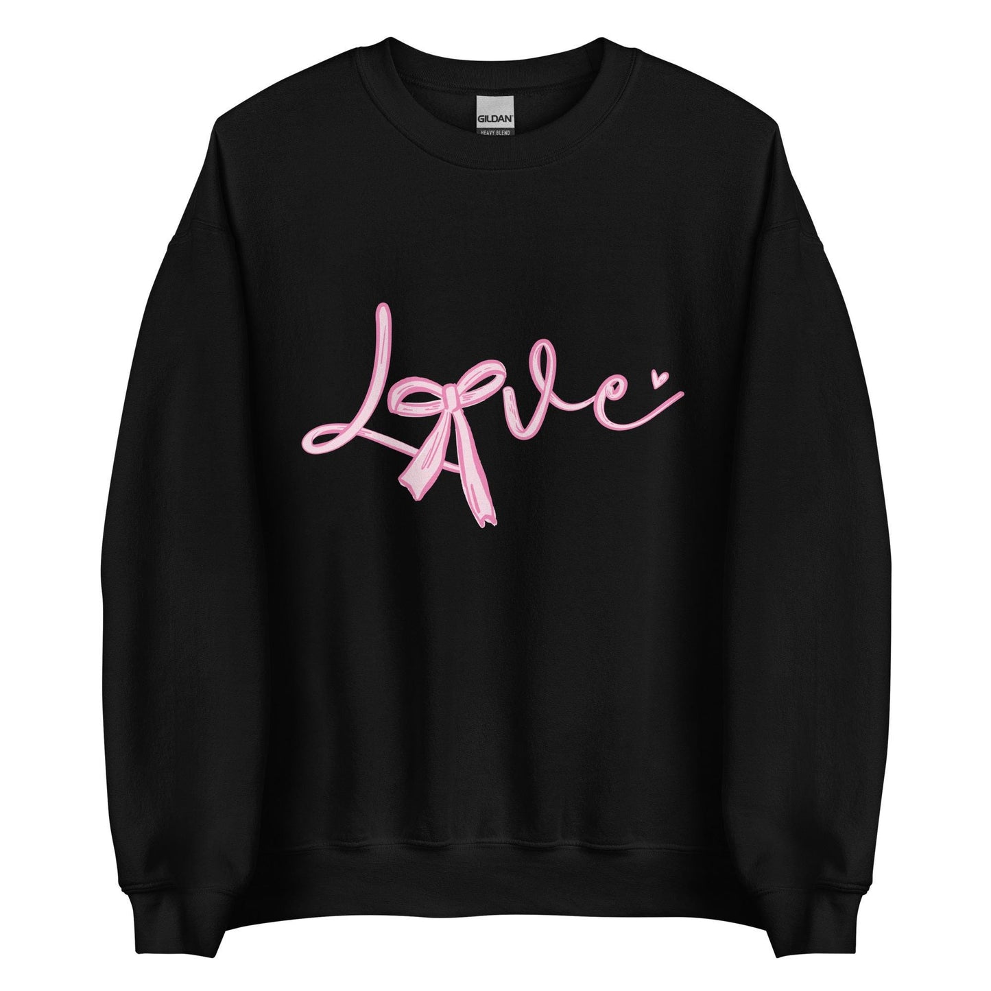 Love Bow Sweatshirt | Unisex Crew Neck | Gildan 18000 | Black, Red, Pink, White, Ash | Cute Love Design | Cozy