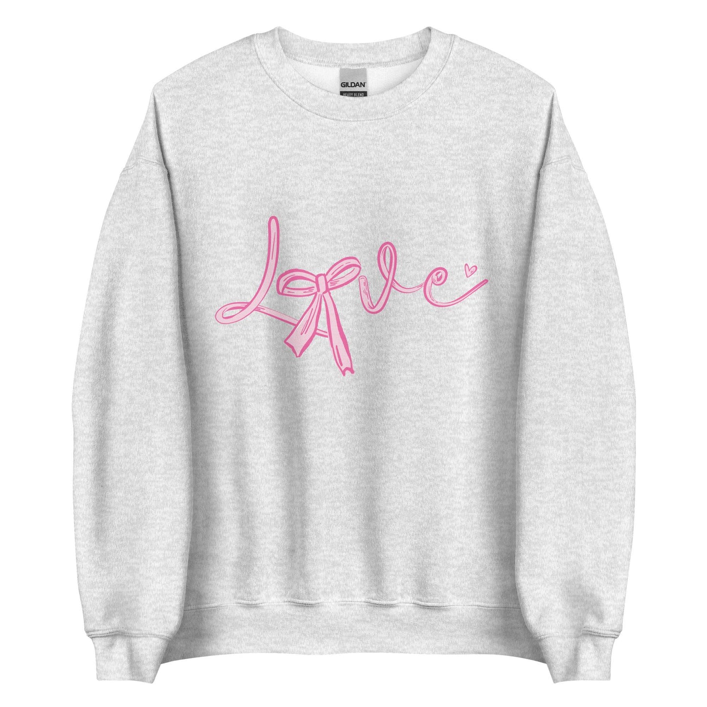 Love Bow Sweatshirt | Unisex Crew Neck | Gildan 18000 | Black, Red, Pink, White, Ash | Cute Love Design | Cozy