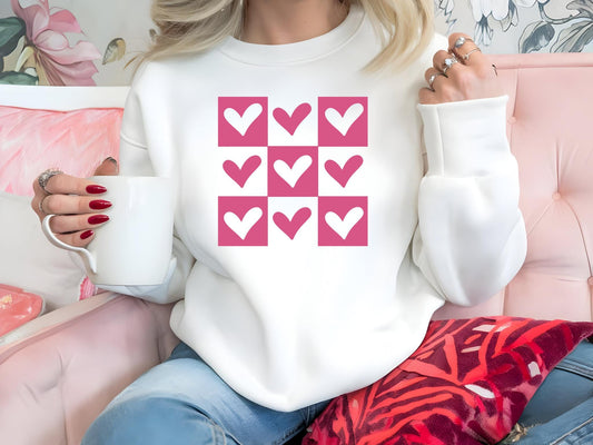 Heart Design Sweatshirt | Unisex Crew Neck | Gildan 18000 | Red, Black, Pink, White, Ash | Trendy & Cozy Sweatshirt for Everyday Wear