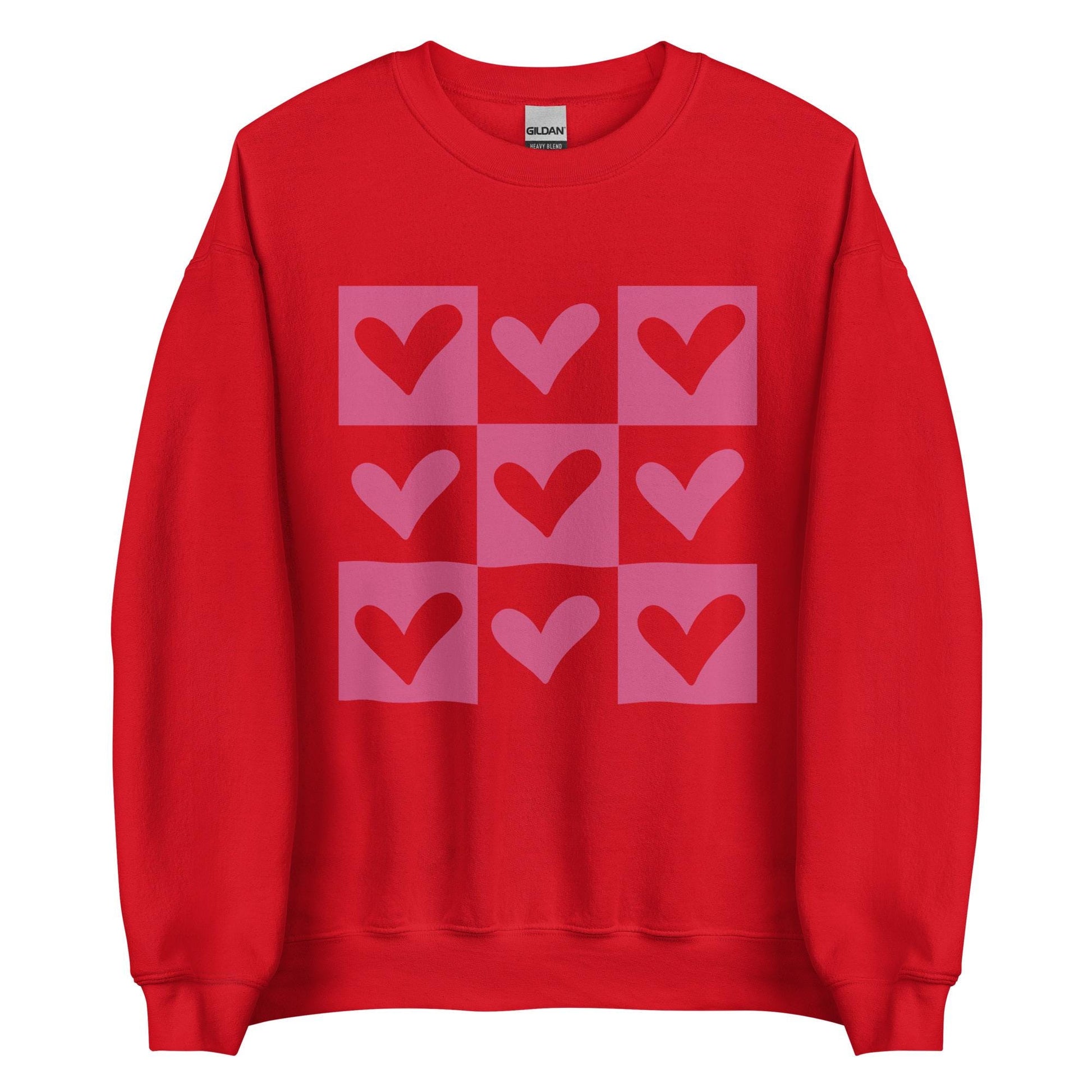 Heart Design Sweatshirt | Unisex Crew Neck | Gildan 18000 | Red, Black, Pink, White, Ash | Trendy & Cozy Sweatshirt for Everyday Wear
