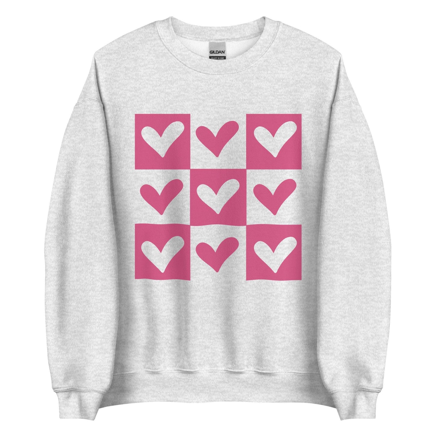Heart Design Sweatshirt | Unisex Crew Neck | Gildan 18000 | Red, Black, Pink, White, Ash | Trendy & Cozy Sweatshirt for Everyday Wear