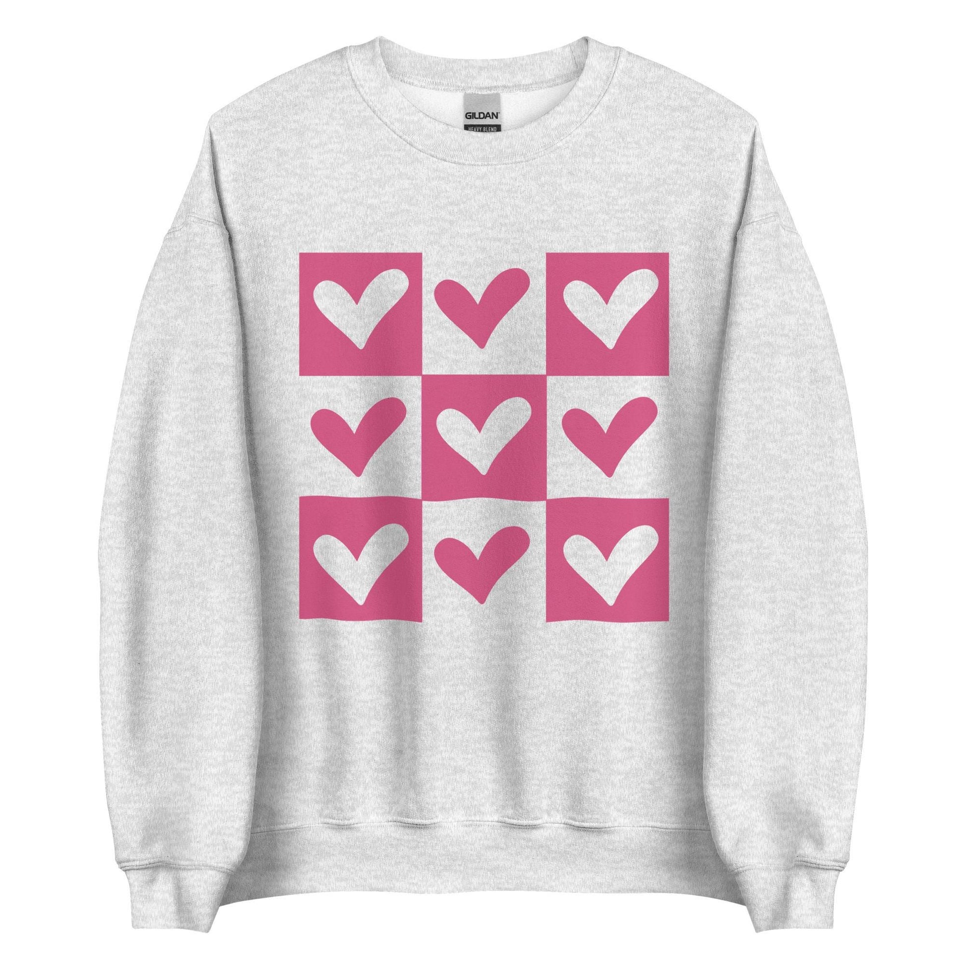 Heart Design Sweatshirt | Unisex Crew Neck | Gildan 18000 | Red, Black, Pink, White, Ash | Trendy & Cozy Sweatshirt for Everyday Wear