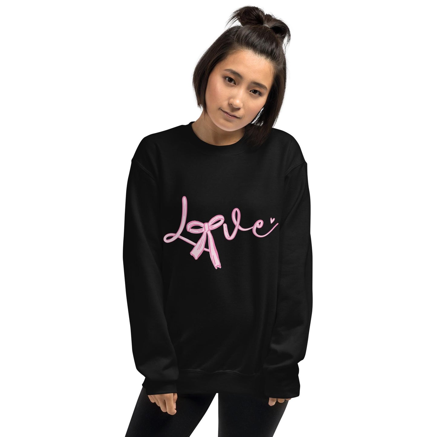 Love Bow Sweatshirt | Unisex Crew Neck | Gildan 18000 | Black, Red, Pink, White, Ash | Cute Love Design | Cozy