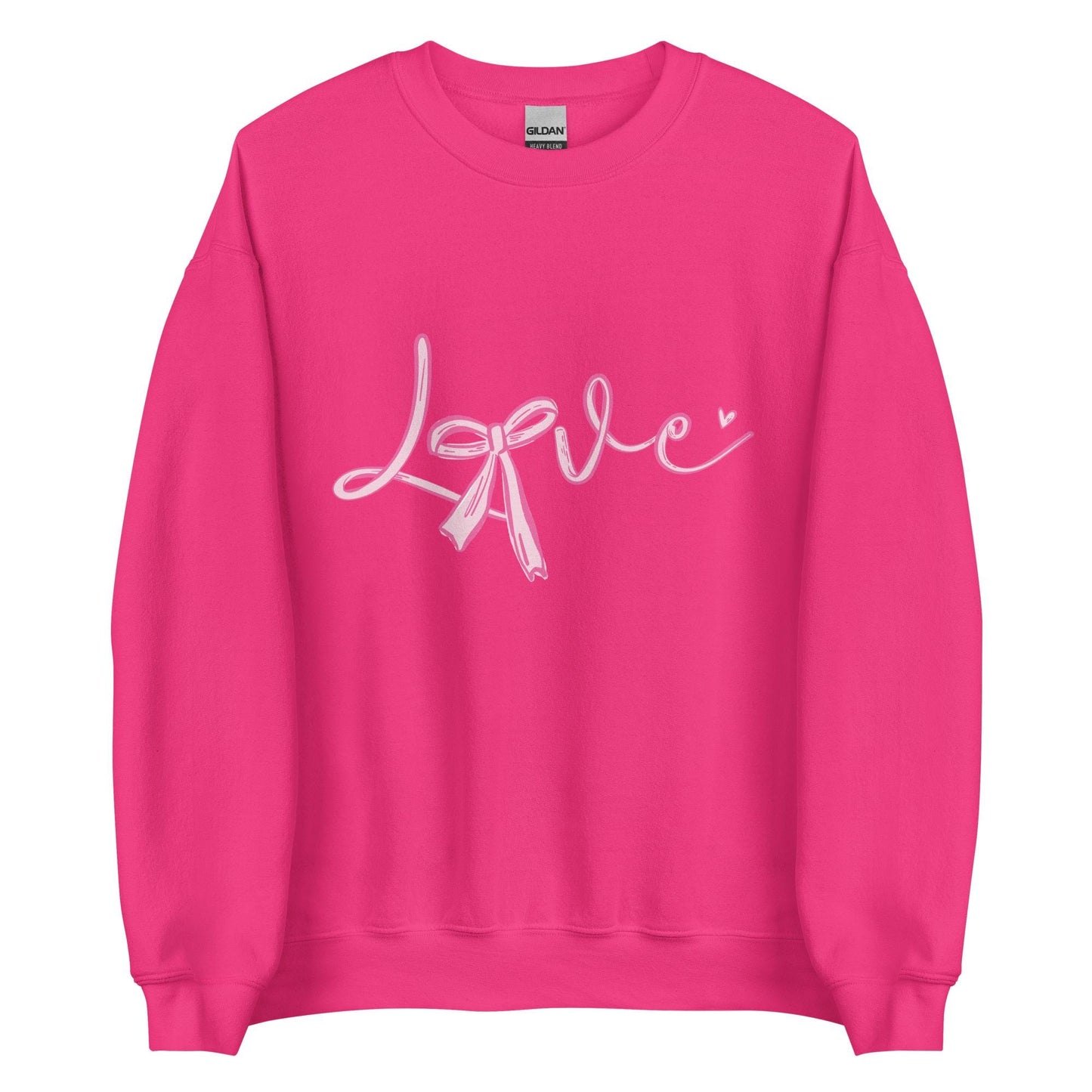Love Bow Sweatshirt | Unisex Crew Neck | Gildan 18000 | Black, Red, Pink, White, Ash | Cute Love Design | Cozy