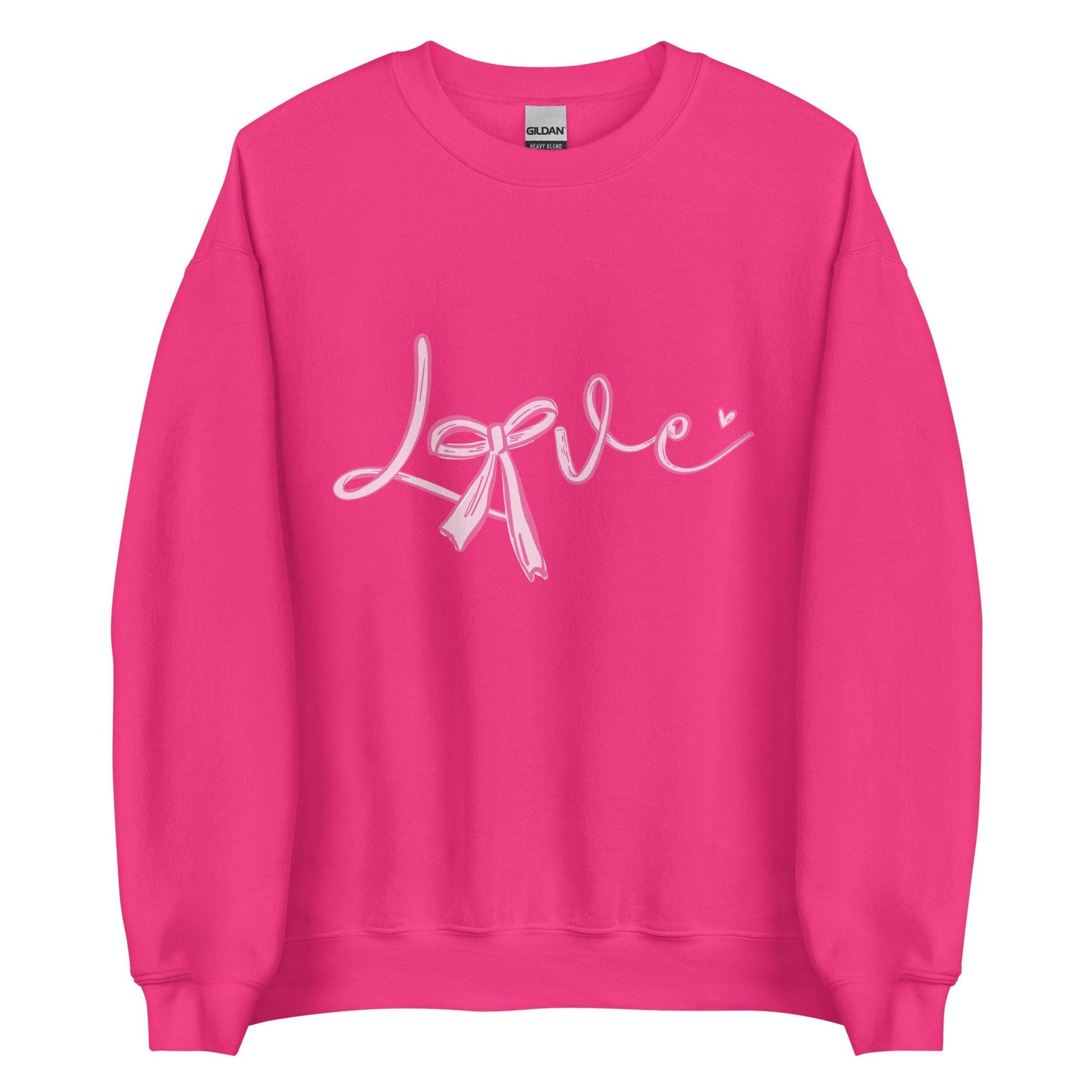 Love Bow Sweatshirt | Unisex Crew Neck | Gildan 18000 | Black, Red, Pink, White, Ash | Cute Love Design | Cozy
