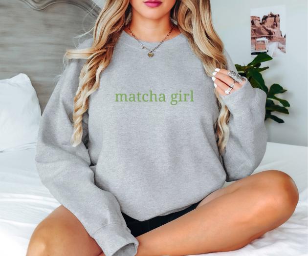Matcha sweatshirt for matcha lovers. Perfect gift for friends, college students, or any tea enthusiast. Comfortable, stylish, and made from high-quality fabric. Ideal for casual wear or cozy days at home. Available in various sizes.