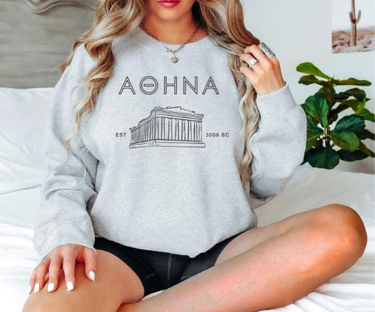 Athens Greece Embroidered Unisex Sweatshirt - Cozy and Stylish Sweatshirt for Travel Lovers and Locals