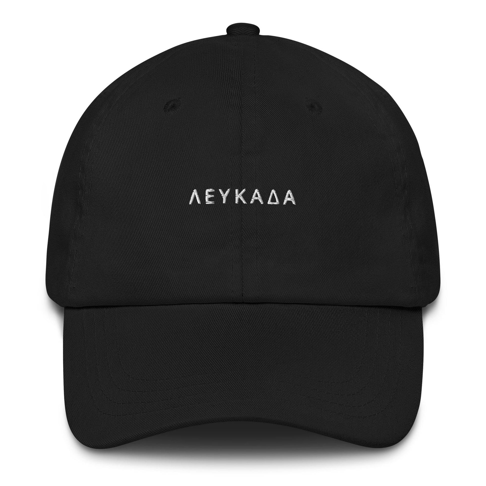 Lefkada Embroidered Dad Hat - Greek Island Style Hat - Adjustable Cotton Cap - Unisex, Casual, Retro Baseball Cap