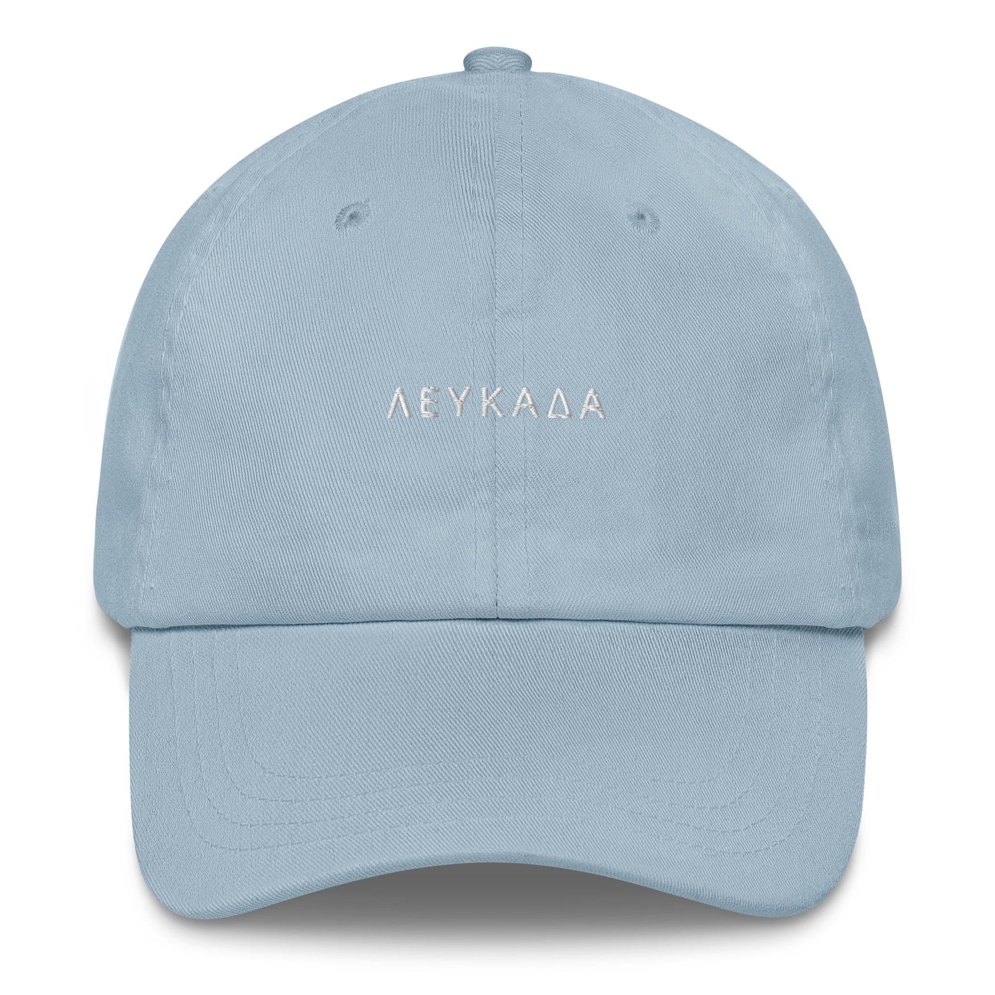 Lefkada Embroidered Dad Hat - Greek Island Style Hat - Adjustable Cotton Cap - Unisex, Casual, Retro Baseball Cap