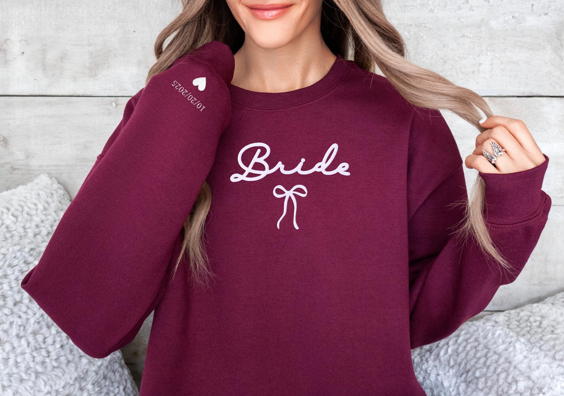 Personalized Bride Sweatshirt, Bride Embroidered Sweatshirt
White Bride Sweatshirt
Wedding Sweatshirt
Custom Bridal Sweatshirt
Embroidered Sweatshirt
Bride Gift Ideas
Bridal Shower Gift
Wedding Day Sweatshirt
Bride Sweatshirt Custom