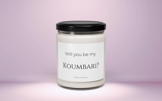 Will You Be My Koumbari? Candle Bridesmaid Proposal Gift Greek Wedding Personalized Candle Bridesmaid Gift Wedding Gift